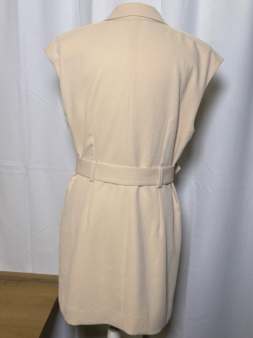 Sandro Paris Sleeveless Belted Longline Blazer dress Cream Size 42 ~ US 8/10 - Picture 3 of 15